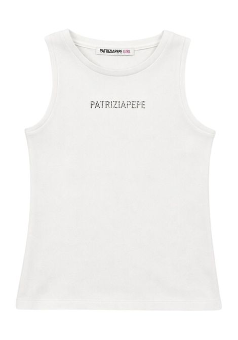 Top bambina bianco/argento in cotone Patrizia Pepe | 7M0813BIANCO/ARGENTO